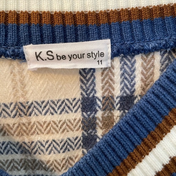 K. S Be Your Style Plaid V Neck Sweater Size 11 - Picture 4 of 4